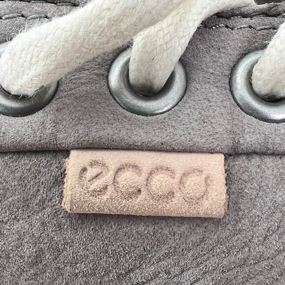 Ecco Soft Nubuck Leather Casual Sneakers Shoes Womens 9 Warm Grey Extra Width - Picture 9 of 14